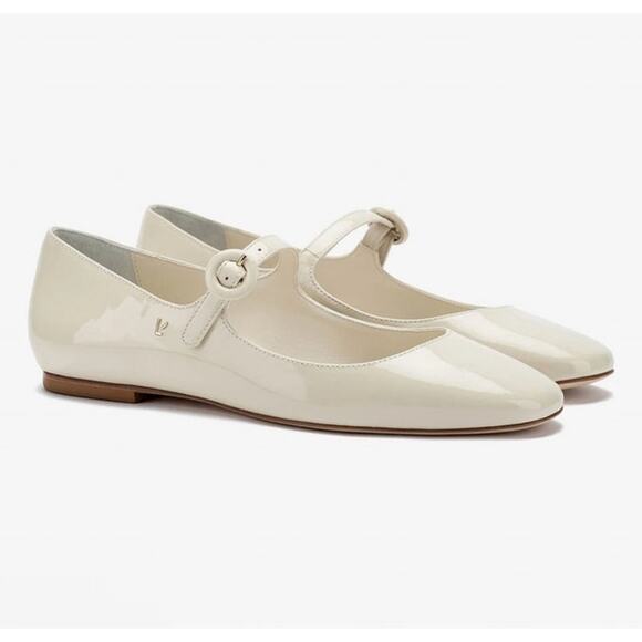 Larroude Blair Mary Jane Flat Size 10 Soft Patent Ivory - Picture 1 of 8
